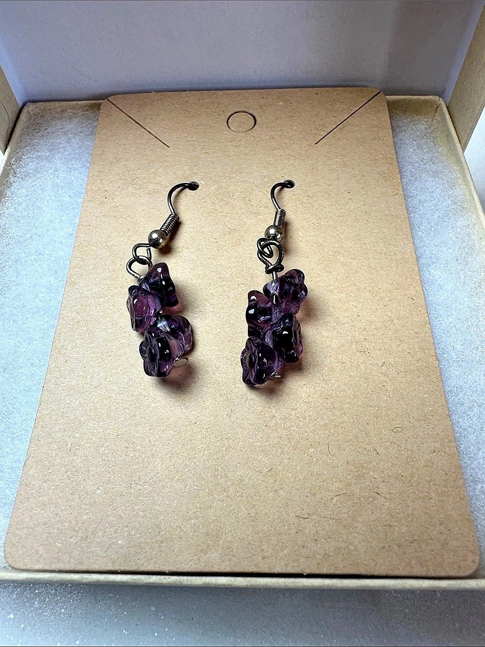Purple Dangle Earrings Like New